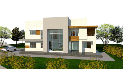 modern house with garden