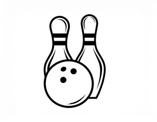흑백 볼링 아이콘 벡터 일러스트 Black and White Bowling Icon Vector Illustration