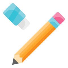 Pencil And Erase Flat Icon