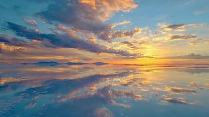 Aerial Salar de Uyuni at Sunset/サラール・デ・ウユニの夕暮れの空中映像