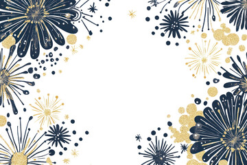 Obraz premium PNG Fireworks sparkle border gold art illustration.