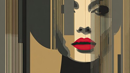 Abstract portrait of a woman with bold lines.