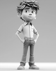 Obraz premium French animation student 3D child modeling creating stylized kid model