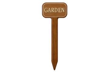 Wooden sign indicating a garden area, isolated on a transparent background, perfect for easy integration into projects