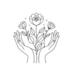 Hand Holding a Blooming Flower (Nature Embrace)

