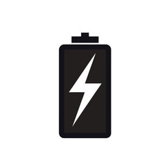 Black Battery with Lightning Symbol (Bold Silhouette)

