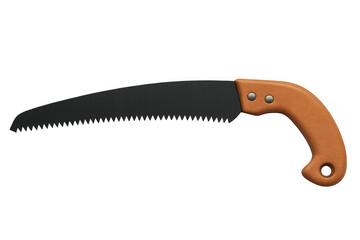 Pruning saw with ergonomic wooden handle isolated on transparent background, ideal for gardening and woodworking projects