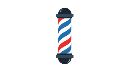 Classic Barber Pole Icon with Spiraling Red, White, and Blue Stripes Illustration