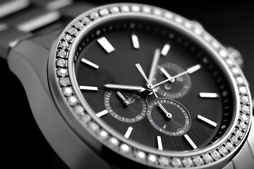 extreme close-up of a luxury watch's intricate gears and jewels