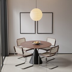 Modern Dining Room Poster Frame Mockup - 3d Rendering