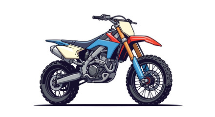 Obraz premium Dynamic stylized illustration depicting a motocross bike, showcasing vibrant colors and sporty contours, embodying action and spirited energy