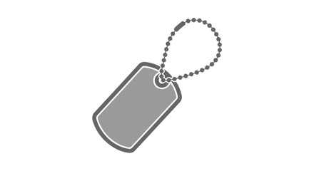 Fototapeta premium Isolated gray dog tag with beaded chain on white background featuring military identification symbol for personalized memorial inscription