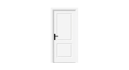 Elegant white interior door with clean lines and a contrasting black handle, exuding sophistication and minimalistic design for modern living spaces