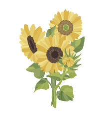 ひまわりの花束のイラスト