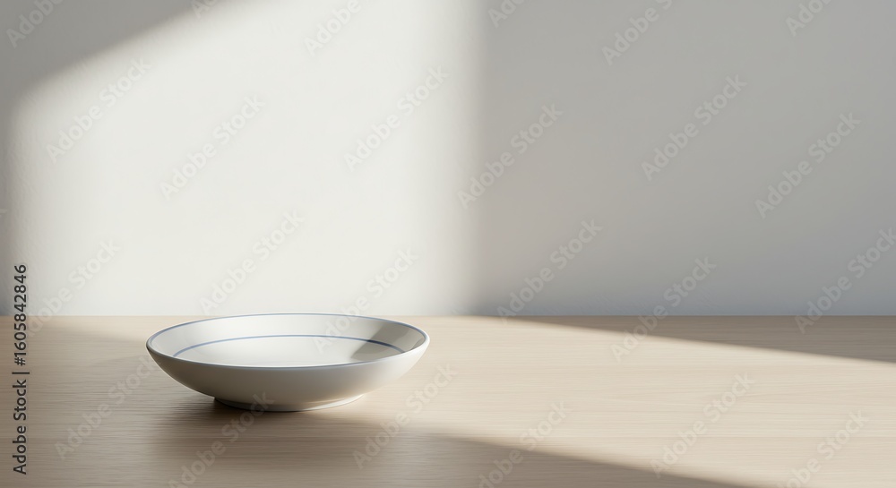 Poster minimalist composition of an empty bowl with subtle light and shadow play