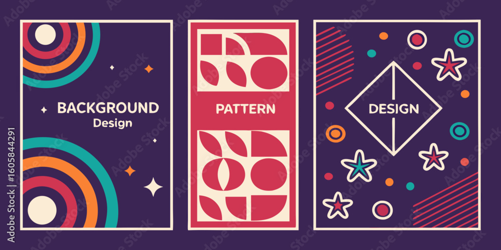 Fototapete a bold abstract pattern with geometric shapes and vivid colors in a minimalist style., vector illust