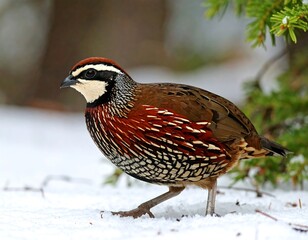 A partridge in snowy forest