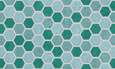 Panoramic mosaic tile hexagon gresite texture, ceramic pattern background for design and decoration	