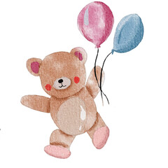 Cute Bear Watercolor Illustration