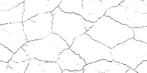 white surface with a network of black cracks across the surface area.