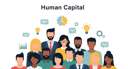 Diverse workforce with innovative ideas promoting business growth and human capital development creating a collaborative and productive environment
