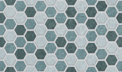 Panoramic mosaic tile hexagon gresite texture, ceramic pattern background for design and decoration	