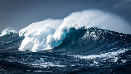 Majestic ocean waves crashing, showcasing nature's raw power and dramatic seascape