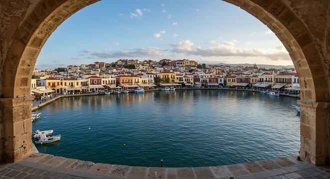 Aerial view of the coastline of Glyfada, south Athens, Greece, with beaches and marinas during summer sunset time