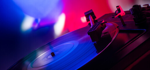 music show dj background with vinyl .close up of vinyl with texture for music banner ticket flyer...