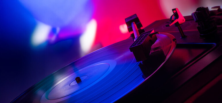 music show dj background with vinyl .close up of vinyl with texture for music banner ticket flyer poster announcement