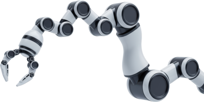 Articulated robotic arm with multiple joints and gripper modern industrial design isolate industrial robot