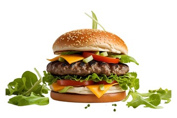 hamburger on a white background or transparent background