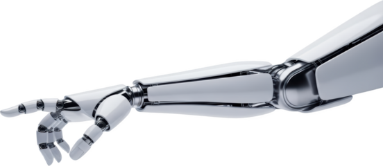 Advanced robotic arm with articulated fingers metallic joints and white casing isolate mechanical