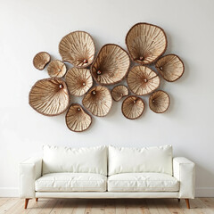 modern wall art with coconut shells