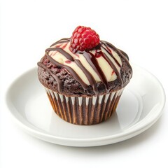 A rich chocolate muffin with a dual-tone drizzle of smooth white chocolate 