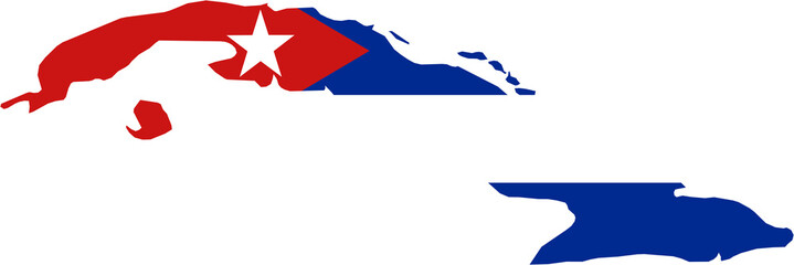 Cuba national flag map with country boundary shape (Web Mercator projection)