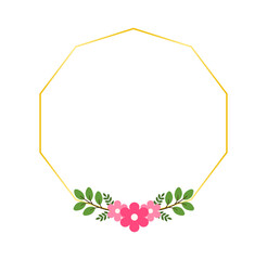 Flat Pink Flower Border Illustration for Romantic Stationery Templates