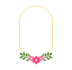 Floral Frame with Pink Blossoms in Flat Vector Style for Invitations