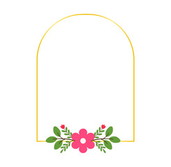 Flat Style Pink Flower Frame Clipart for Greeting and Event Cards