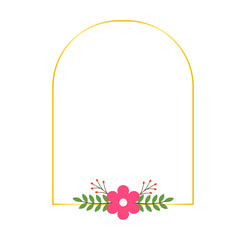 Flat Pink Floral Border Vector for Elegant Wedding Invitation Design