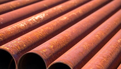 Oxidized metallic pipes, a study in industrial decay and linear repetition