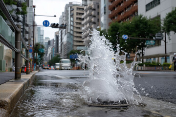 水道管　破裂　事故　画像生成AI