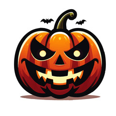Halloween Pumpkin Face Expression – Flat Cartoon Vector