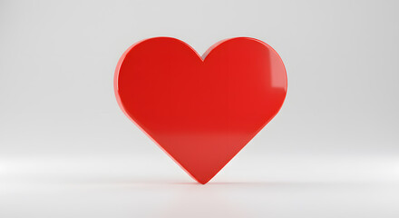 Red Heart Symbol on White Background, 3D Render
