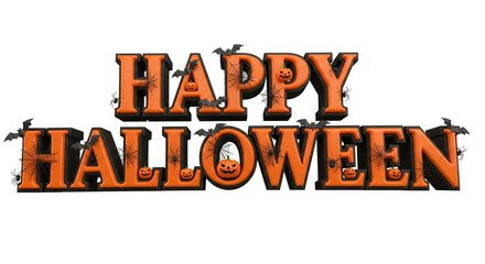 3D Happy Halloween text – background transparent
