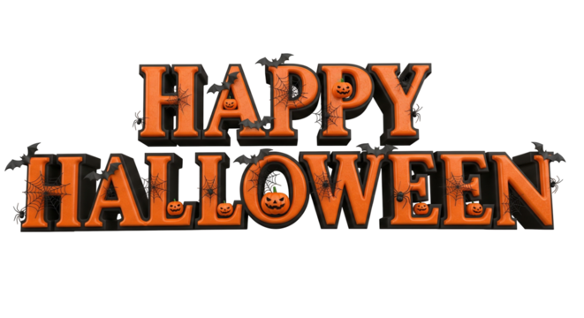 3D Happy Halloween text – background transparent