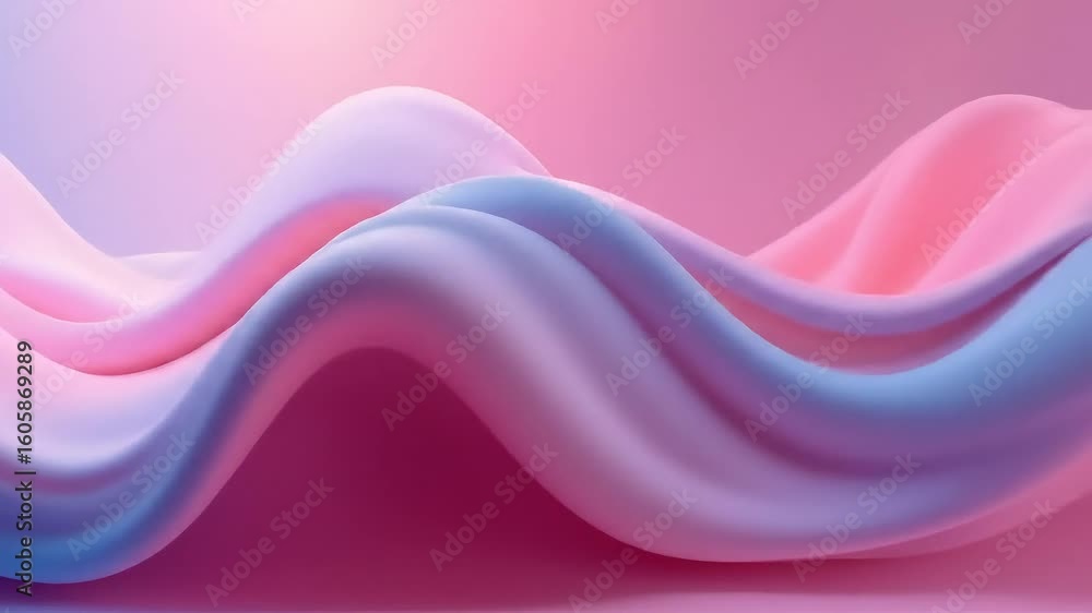Poster abstract waves move smoothly in a mesmerizing pink and blue gradient