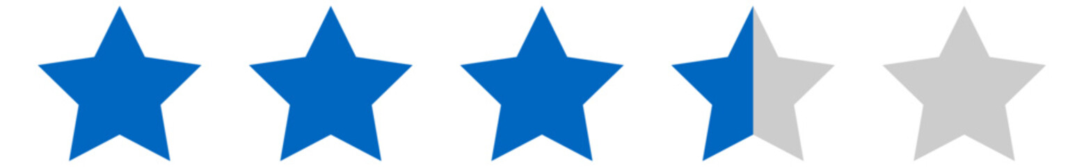 5段階評価の星のイラスト（3.5点）