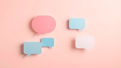 Abstract pastel speech bubbles floating for feedback concept