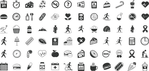Set of vector icons showing numbers and letters for web and business design